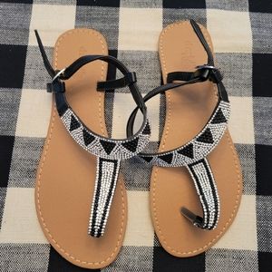 Charlotte Russe Black and Silver Sandals